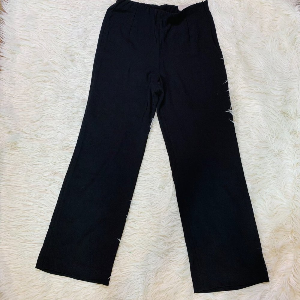 Chico's Womens Pants Wide Leg Black Flowy Pockets Side Zip Pants Size 1/8 NEW